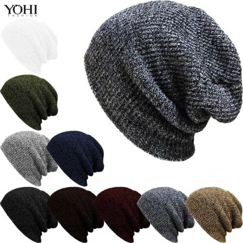 New Fashion Winter men knitting hats wool knitted thick warm beanies hat lady fashion bobble ski caps