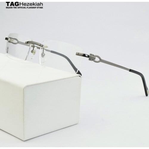 2021 New Rimless glasses frame men myopia prescription eye glasses frames for women design fashion Brand Square spectacles Nerd