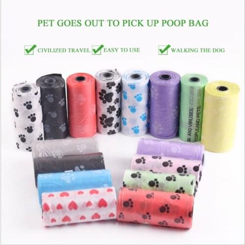 Pet Supply 10Rolls 150pcs Printing Cat Dog Poop Bags Outdoor Home Clean Refill Garbage Bag