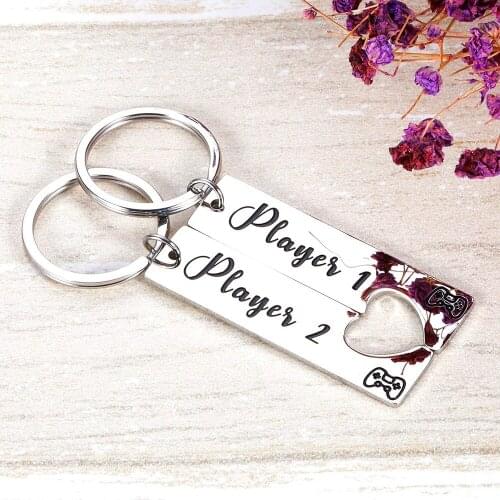 A Pair Couple Keychain Gamer Lover Gifts for Boyfriend Girlfriend Husband Wife Fiance Fiancee Player Valentines Gifts