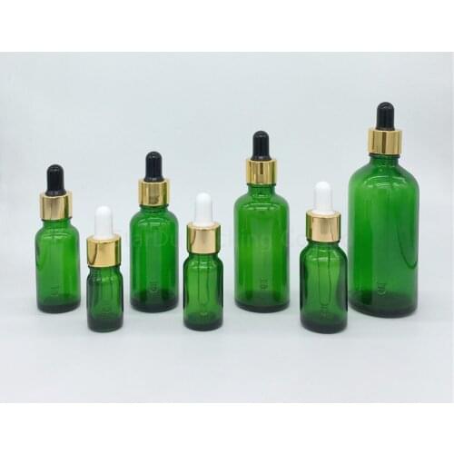 100pcs 5ml,10ml,15ml,20ml,30ML,50ml,100ml Reagent Eye Dropper Drop green Glass Aromatherapy Liquid Pipette Bottle Refillable