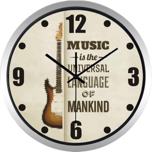 Simple Guitar Brand Design Wall Clock for Music Room Clock