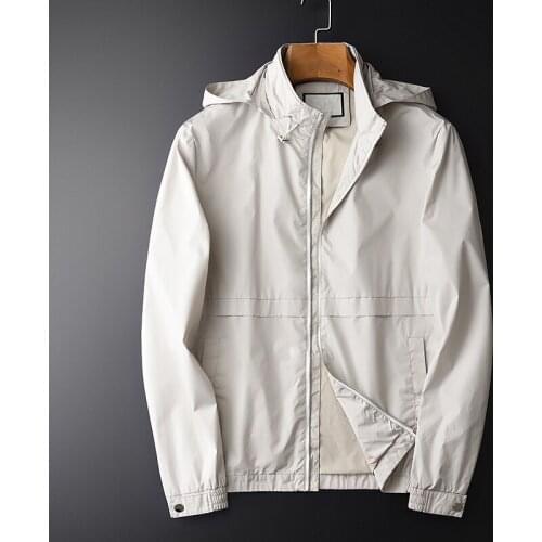 Hat Detachable Male Jacket Spring Autumn Luxury Stand Collar Mens Jackets And Coats Slim Fit Windbreaker Man M-4XL