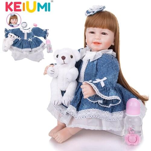 KEIUMI New 55 cm 22 Inch Princess Silicone Vinyl Reborn Baby Doll Collection Bebe Reborn Toys Birthday Gifts For Child Surprise