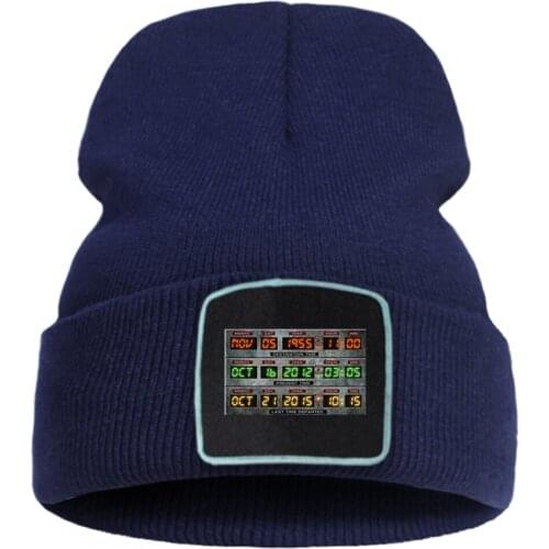 Thick Cap Casual Warm Spring Knitted Hats Unisex Street Outdoor Brimless Hat Back To The Future Vintage Creative Beanie Caps
