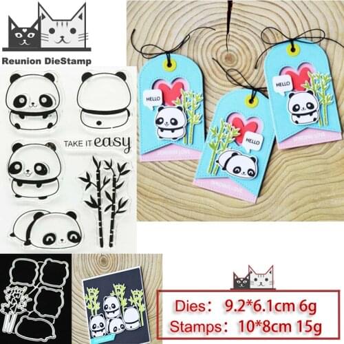 Reunion Cute Panda Bamboo Metal Cutting Dies and Stamps Stencil for DIY Scrapbooking Photo Album Embossing Decorative Paper Card