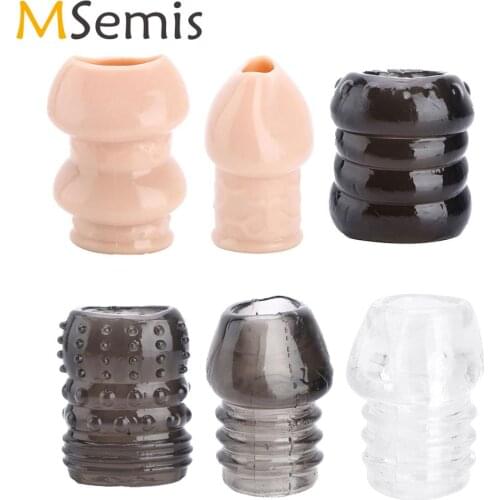1Pc Penis Enlargement Sleeve Cock Foreskin Resistance Condom Rings Adult Prevent Phimosis Corrector Soft Silicone Penis Extender