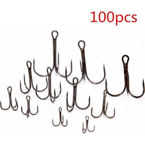 100PCS /lot Fish Hooks High Carbon Steel Treble Hooks Fishing Tackle 10# 12# Optional Fishing hooks