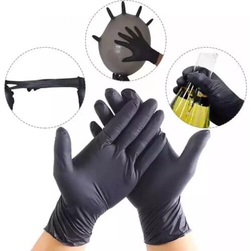 100pcs Black Disposable Nitrile Gloves Powder-free Dexterous Household Cleaning Industrial Tattoo Beauty Latex Gloves