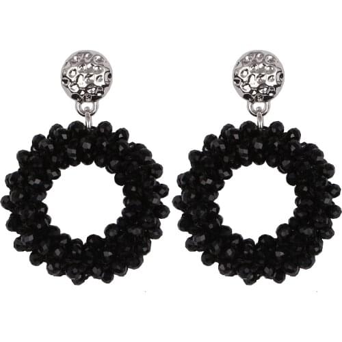 2017New Trendy crystal Style long earrings fashion jewelry for woman round oorbellen statement big earrings for 2016 christmas