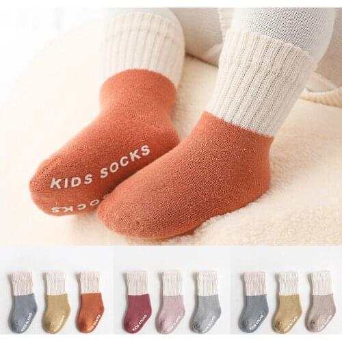 3pairs/lot Winter Terry velvet thicken floor socks boy girls anti slip antiskid Baby warm socks for kids toddler Newborn infants