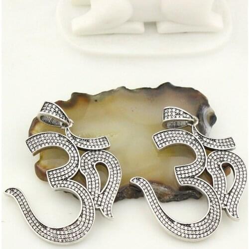 45*40mm 5pcs/lot Hot sale cubic zircon micro pave charm, silver color pendant, handmade necklace cheap jewelry