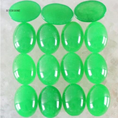 For Jewelry Making Pendant Bracelet Earrings 15x20MM Oval Natural Stone Beads Green Jades CAB Cabochon 5Pcs K1508