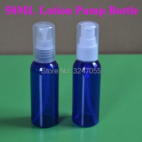 50ml Cosmetic Plastic Blue Lotion Pump Refillable Package, 50cc Beauty Emulsion Press Pump Bottle, Travel Facial Cream Container