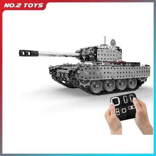 952Pcs 1:16 Stainless Steel RC Tank Vehicle Model Building Kits Block DIY Small Particle Construction Model Toy