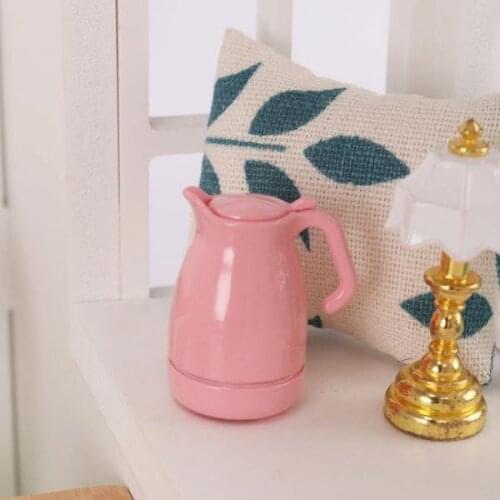 Doll Accessories Metal Boiling Water Kettle 1/12 Dollhouse Kitchen Toys - Pink
