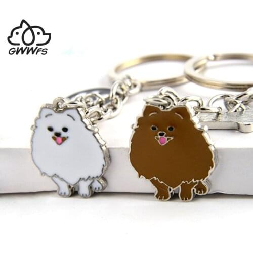 Pomeranian Dog Pendant Key Chains For Women Girls Men Alloy Pet Bag Charm Key Ring Male Female Car Keychain Keyring Jewelry Gift