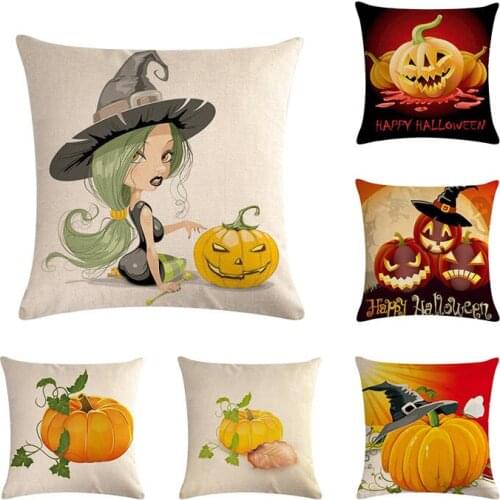 Cartoon Halloween Pumpkin Cushion Covers 45*45cm Throw Pillow Case Sofa Bed Cushion Cover Home Hotel Cafe Decor ZY487