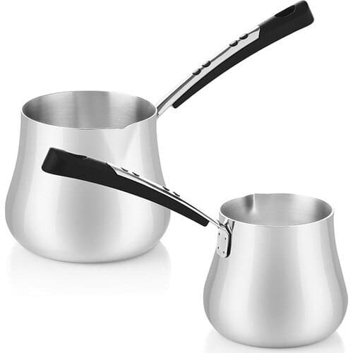 Bernardo Gusto 2'li Steel Coffee Pot Set-Black Traditional Turkish Coffee Pot, ahve Cezvesi kettle