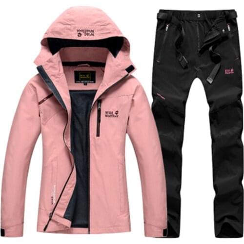 Spring autumn thin Hiking jacket & pants women outdoor fishing suits Windproof waterproof coat large size mountaineering clothes