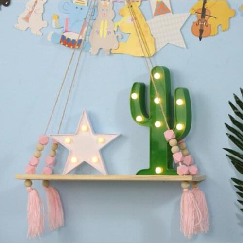 Baby Room Wood Nordic Cotton String Wall Storage Shelves Tassel Gift for Home Decor Kid Room Shelf