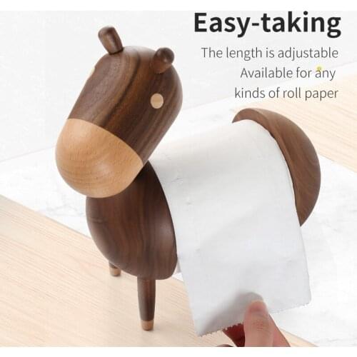 YUSOTAN cute animal tissue holder for for Home Office Desktop available for all kinds of roll paper home Wooden Paper Towel Box