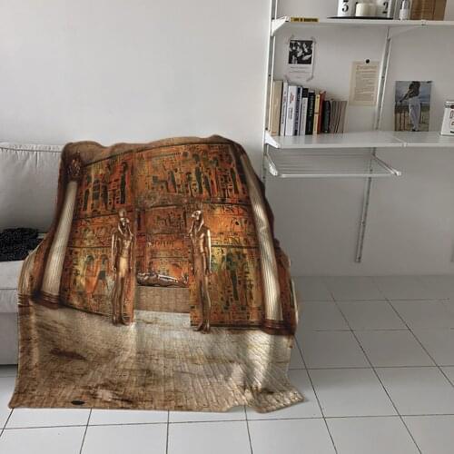 Tomb Of Pharaoh Egypt Golden Tomb Printed Flannel Blanket Soft Throw Blanket Machine Washable Blankets for Beds