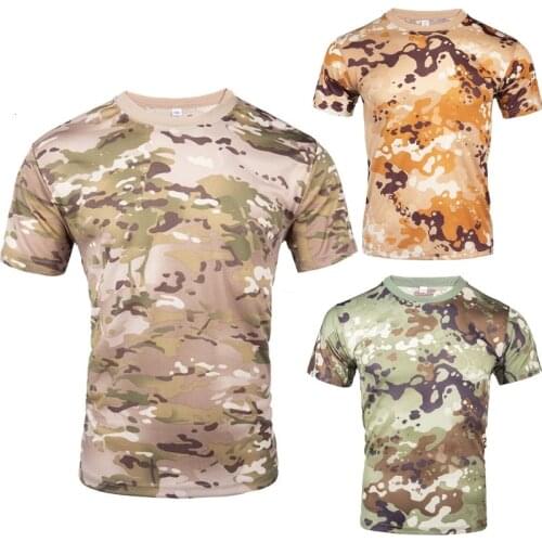 Camo Tactical Shirt Short Sleeve Quick Dry Combat T-Shirt Mens Camouflage Military Army T Shirt Outdoor Hunting Hiking Shirts