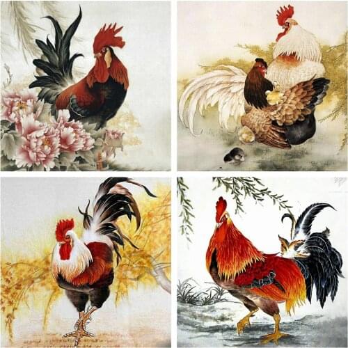 HUACAN Full Square/Round Diamond Painting 5d Chicken DIY Diamond Embroidery Animal Mosaic Pictures Home Decor