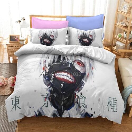 3D Tokyo Ghoul Bedding Sets US/Europe/UK Size Quilt Bed Cover Duvet Cover Pillow Case 3 Pieces Sets Adult Children Birthday Gift