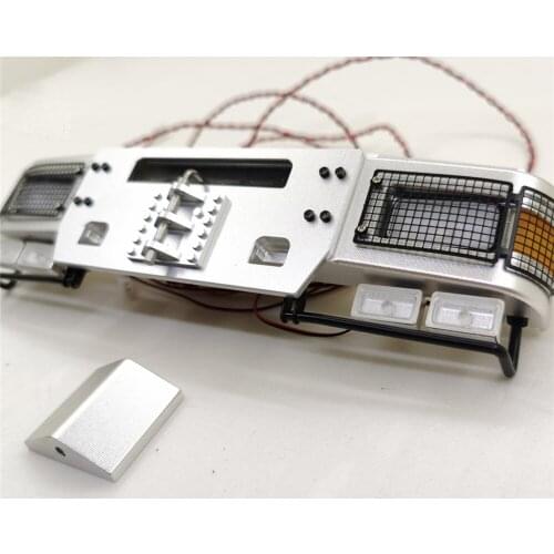 Metal Bumper Anti-collision Protective Guard Front Bumper with LED Light for 1/14 JX Model Man F2000 RC Truck Parts