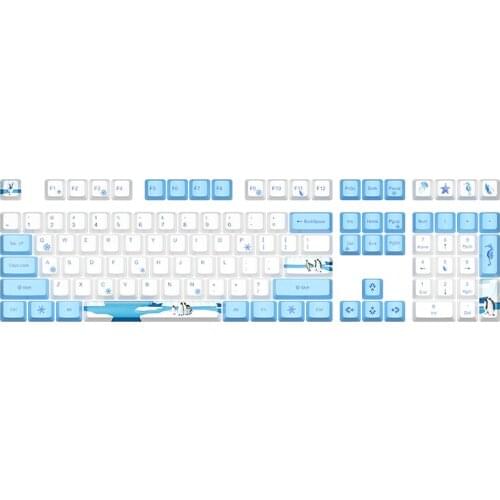 Cute Ocean Penguin Theme DAGK Mechanical Keyboard Keycaps KIT Height Designer Transparent MX Switch Keycap For DIY