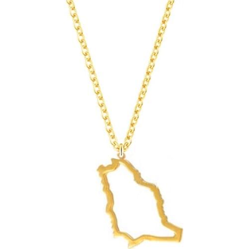 Minimal Saudi Arabic Map Necklace for Women Charm Arabia Necklace Pendant Stainless Steel Bijoux Femme Birthday Gift BFF Collar