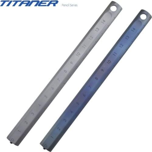 16cm Titanium Ruler Scrub Roasted Blue Metal Measurement High Precision Outdoor Window Breaking Self-defense Multifunction EDC