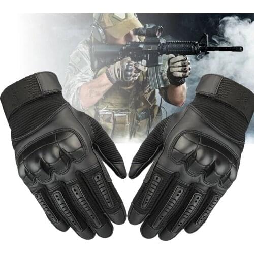 Motorcycle Glove Tactical Army Gloves Airsoft Combat PU Leather Touch Screen Rubber Protective Gloves