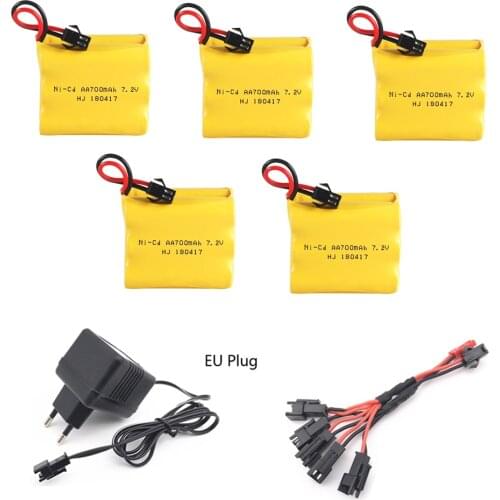 7.2V 700mah NI-CD Battery AA pack and Charger cable For Remote control toys Car Tank Trains Robot Boats Guns accessories SM Plug