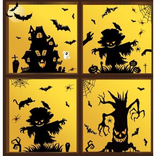 Halloween Wall Stickers Horror Festival Decoratiove Bedroom Living Room Glass Static Decals 3D Window Stickers Removable
