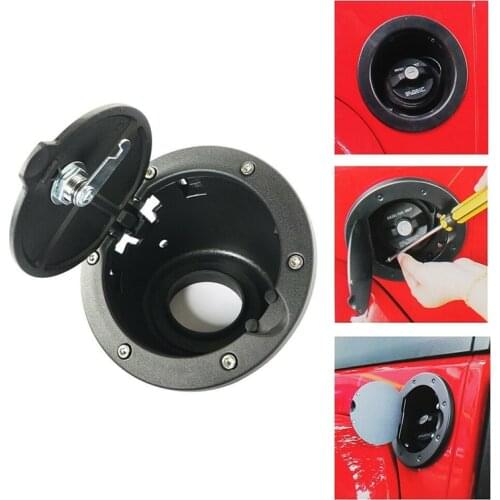 NEW-For Jeep Wrangler JK 07-18 Car Gas Gasoline Tank Cap Cover with Lock Aluminum Locking Fuel Gas Gasoline Tank Cap