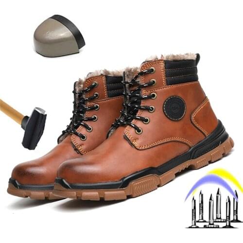 New Mens Boots Steel Toe Indestructible Safety Shoes Anti-Smashing Anti-Stab And Warm Working Boots
