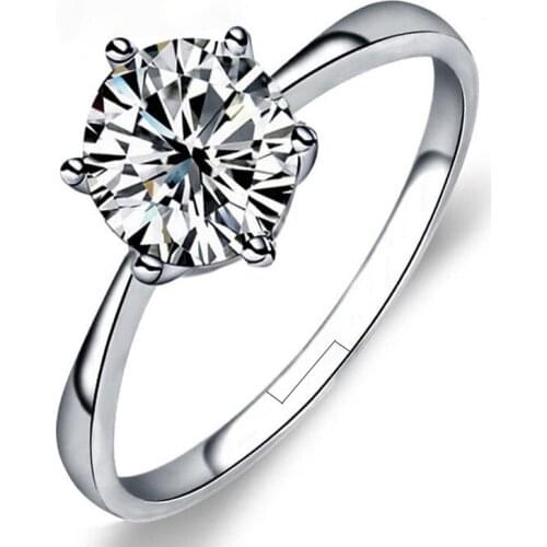 Wholesale Six Claw Gold Ring Austria Crystal Zircon Ring Christmas Gift for Women Wedding Engagement Jewelry Rings Dropshipping