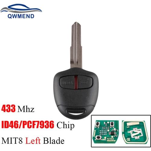 BHKEY 2Buttons MIT8 Blade Remote Car key 433Mhz ID46 Chip For MITSUBISHI Outlander Pajero Triton ASX Lancer Car keys
