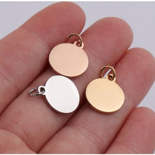 100% Stainless Steel Blank Circle Tag Charm For Engrave 12mm Metal Round Tags Mirror Polished Wholesale 20pcs