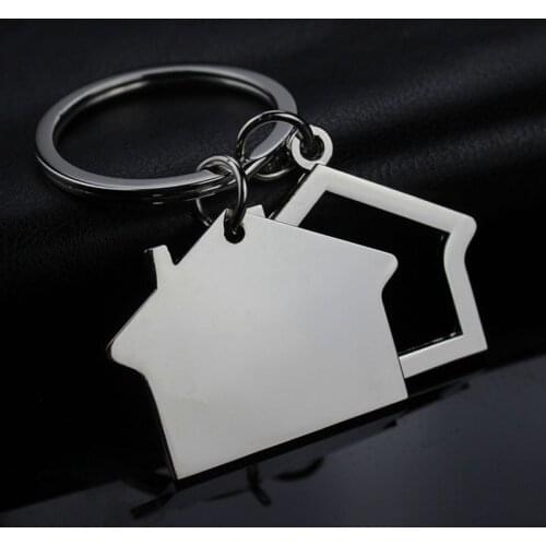 RE 100pcs/lot Free Shipping Alloy House Home Men Women Gift Keychain Keyring Key Chain Ring Car Bag Costomized Logo Wholesale