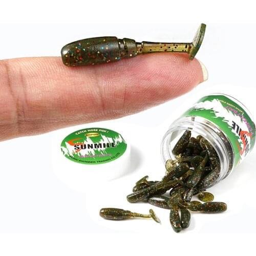 30pcs 4cm/1g Mini T-tail Soft Bait Fishing Lure Artifical Bait Soft Worm Wobblers Jerkbaits Swimbait Smell of shrimp