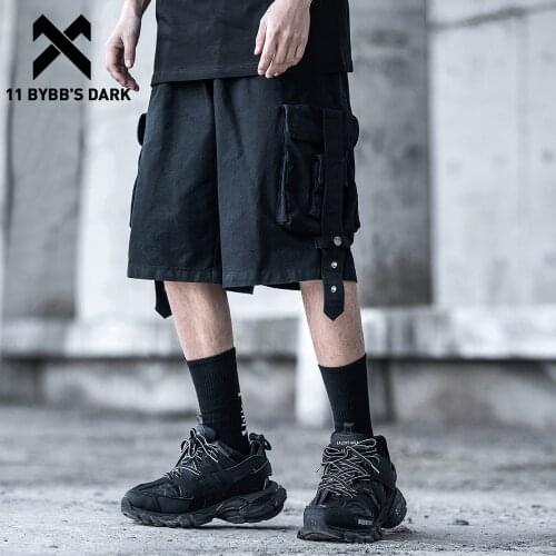 11 BYBBS DARK Dark Multi Pockets Cargo Shorts Men Streetwear Tactical Short Pants 2021 Summer Function Joggers Men Shorts Black