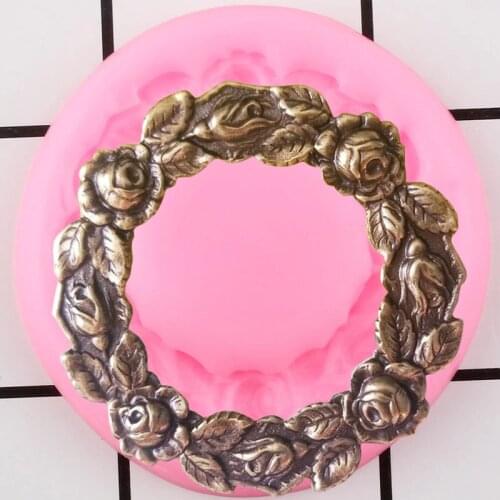 Rose Garland Border Silicone Molds Cake Decorating Tools Frame Cupcake Topper Fondant Mold Candy Polymer Clay Chocolate Moulds