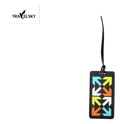 TRAVELSKY 2018 New Silicone-rubber luggage tags colors arrow in front and business card address on back 5pcs free shipping