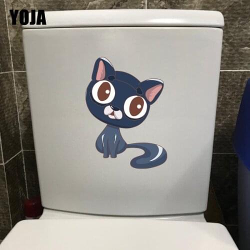 YOJA 17.8*24.3CM Cute Cartoon Cat Girl Bedroom Wall Decals Decor Bathroom Toilet Sticker T1-0095