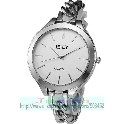 100pcs/lot E-LY 020 big round dial lady bracelet watch rose gold silver wrap quartz elegance watch for women girl lady clock