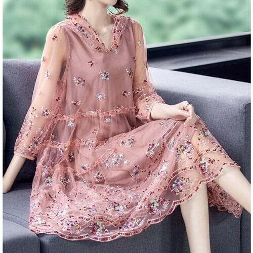 2021 Summer Clothing Fashion Women 5xl Plus Size Vintage Dress Female Hooded Embroidery Long Dresses Vestidos Femme Y835